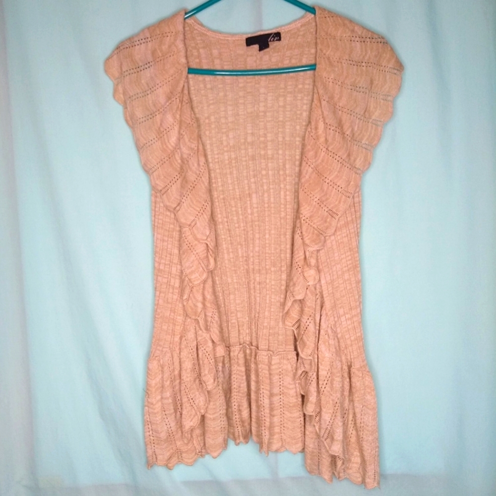 Beautiful ruffled vest sleeveless cardigan Neutral Medium Size